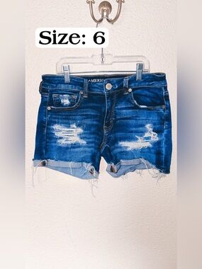 American Eagle Outfitters Distressed Blue Denim Jean Shorts